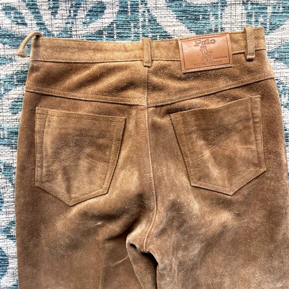 Polo by Ralph Lauren Hunter Brown Genuine Suede Leather Pants - Size 30 - Picture 8 of 14